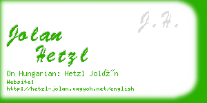 jolan hetzl business card